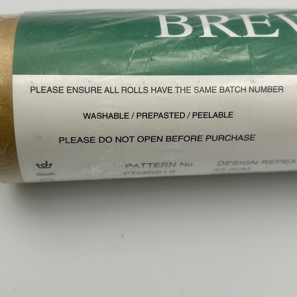 Brewster Gold Textured Wallpaper Roll FD46819 Prepasted Washable 20.5in x 33ft